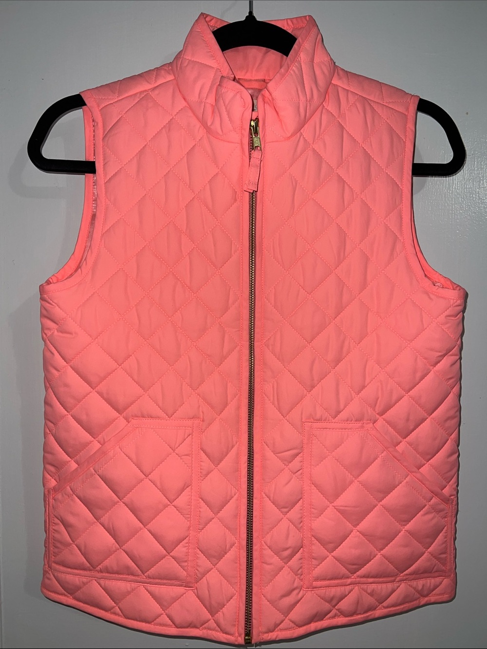 JCrew CrewCuts Kid’s Quilted Sleeveless Vest in Coral Pink